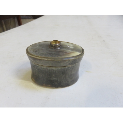 96A - Antique Scottish Horn Table Snuff Box Set with Citrine