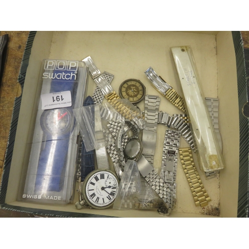 191 - Lot of Vintage Steel Watch Bracelets and Watch etc.