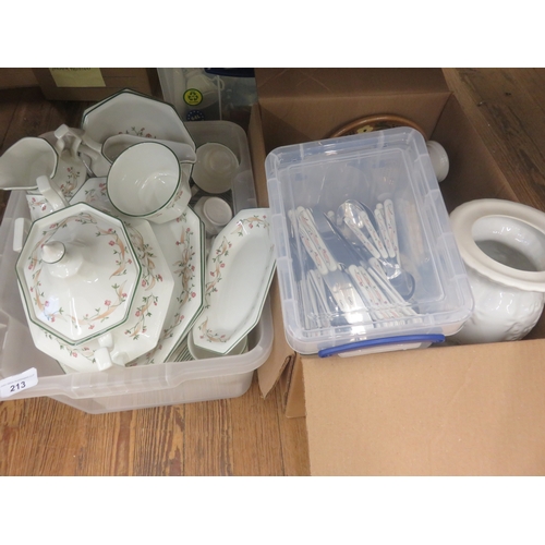 213 - Box of Dinnerware and a Box of Bric a Brac