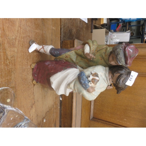 232 - Large Lladro Figure Group- Couple with Dog, 38cm Tall
