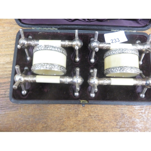 233 - Antique Boxed Set Napkin Rings and Knife Rests