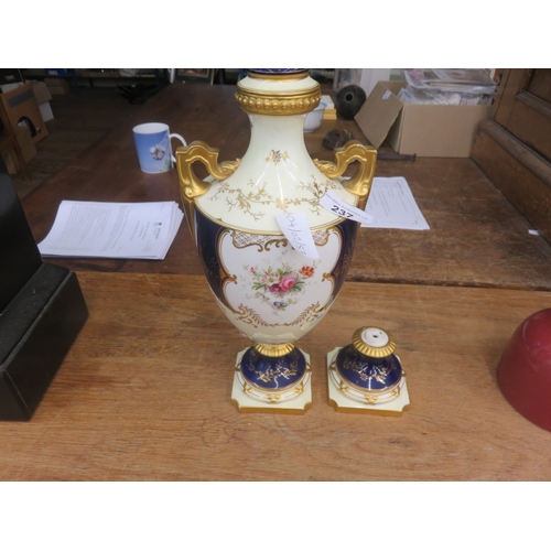 237 - Coalport Two Handled Vase and Cover and an Odd Base
