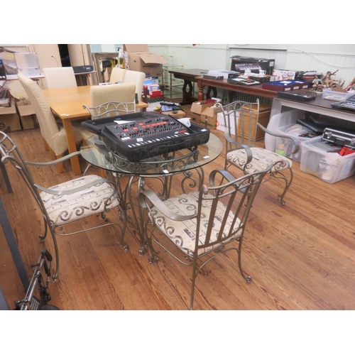359 - Modern Metal and Glass Kitchen Table and Four Matching Chairs