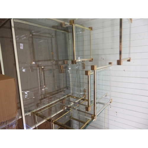 384 - Modern Metal and Glass Coffee Table, Matching Nest of Tables and a Trolley