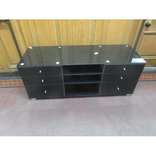 386 - Modern Glass Cabinet with Six Drawers