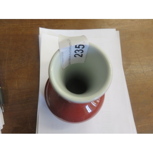 235 - Chinese Narrow Neck Vase, Six Character Backstamp, On Red Ground