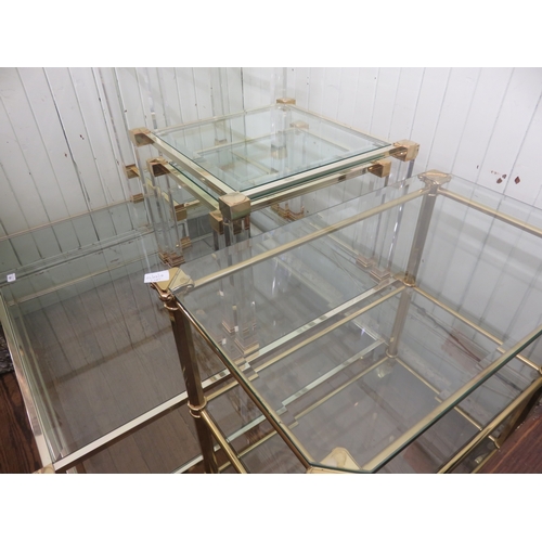 384 - Modern Metal and Glass Coffee Table, Matching Nest of Tables and a Trolley