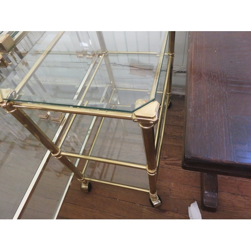 384 - Modern Metal and Glass Coffee Table, Matching Nest of Tables and a Trolley