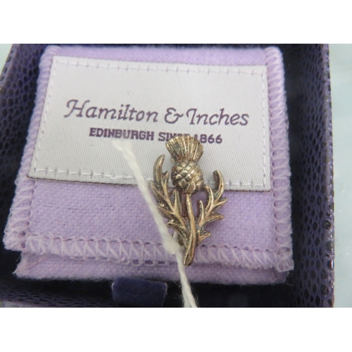 Small Edinburgh Silver Thistle Brooch in original box by Hamilton & Inches