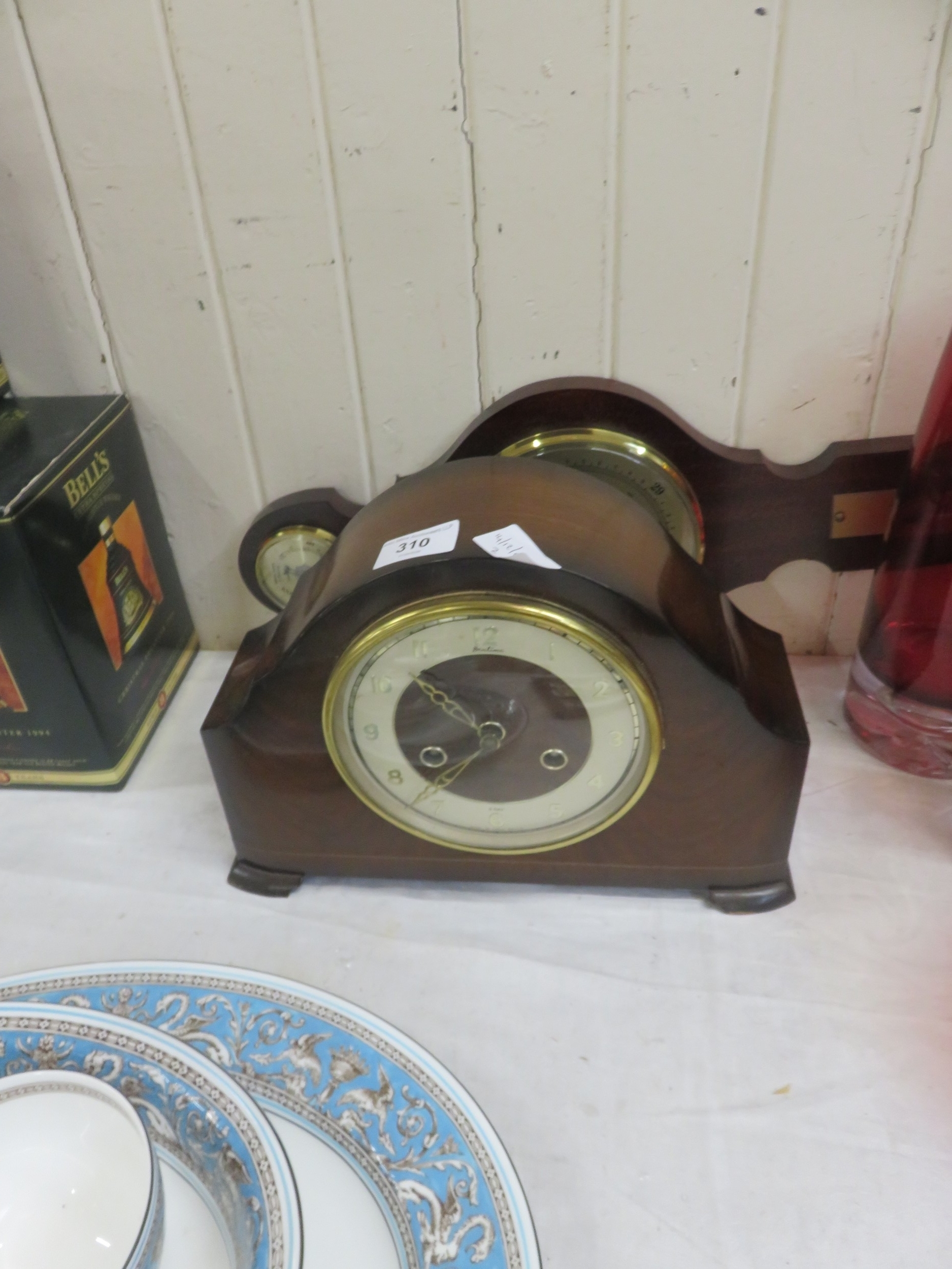 Mahogany Mantel Clock and Barometer