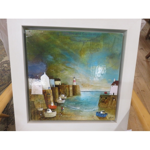 13 - Framed Over Varnished Mixed Media Picture - Devon and Cornwall - Keith K Athay 40 by 40cm