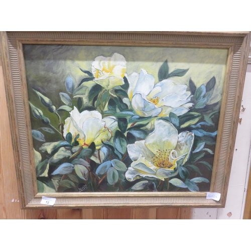 18 - Oil Painting - Rosa Fruhlingsgold - Nigel Scott 39 by 49cm