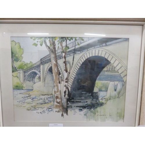 26 - Framed Watercolour - Spey Bridge - D Mackie 23 by 30cm