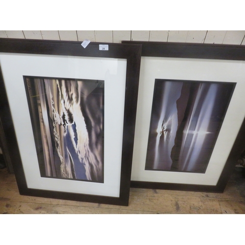 28 - Two Large Framed Pictures - Water and Mountains Scenes - Ken Messom