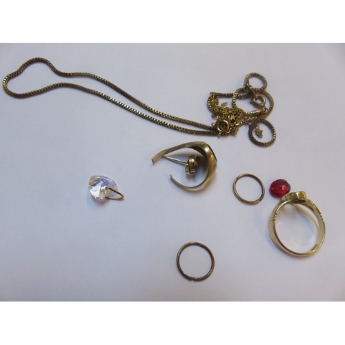 33 - Mixed Lot, 18ct Gold Ring, 2.6gms. 9ct Gold Onyx Signet Ring, A/F. Two Gilt Metal Chains etc