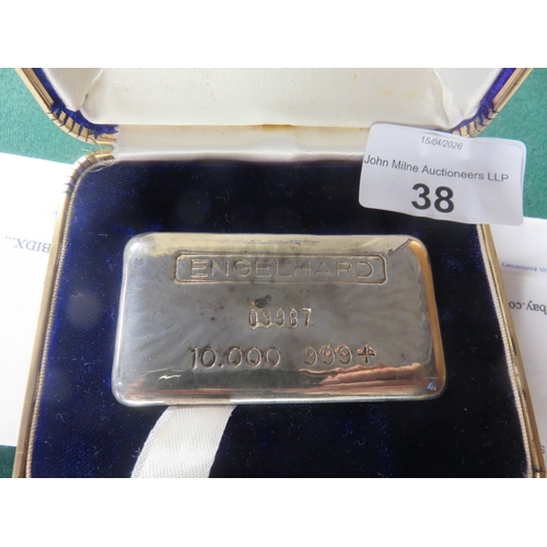 38 - Cased Fine Silver Ingot - 10 troy ounces