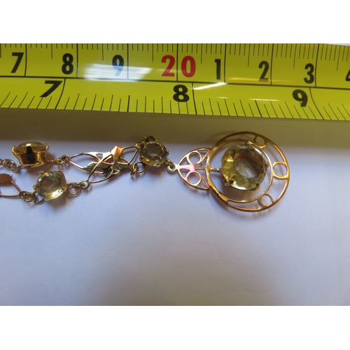 45 - 9ct Gold Citrine Set Openwork Necklace