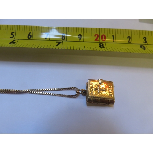 53 - 9ct Gold Bible Pendant on Chain 6gms