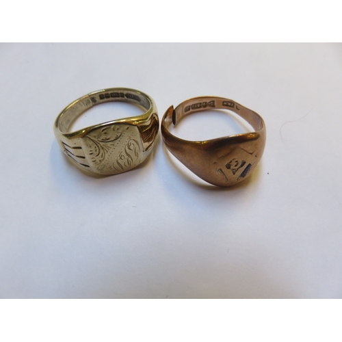 55 - Two 9ct Gold Signet Rings, Both A/F. 10.3gms