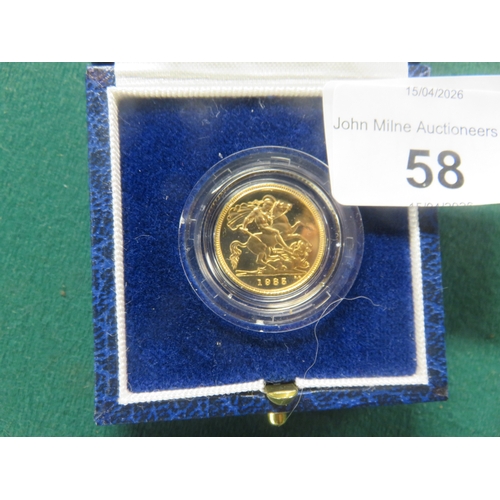 58 - Boxed 1985 Proof Gold Half Sovereign