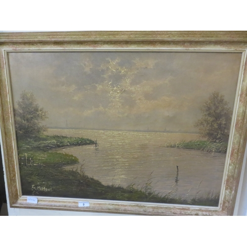 9 - Framed Oil Painting - Landscape 48 by 69 cm