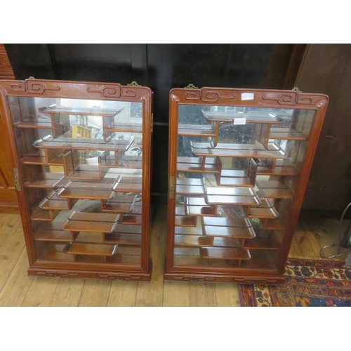 396A - Two hardwood and glazed display cases 50cm wide by 86cm tall