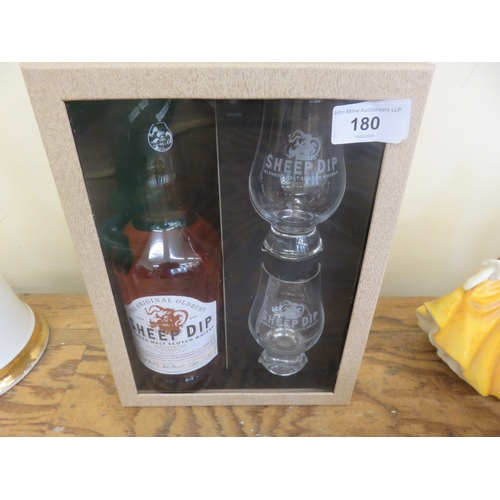 180 - Cased Sheep Dip Blended Malt Whisky with Glasses