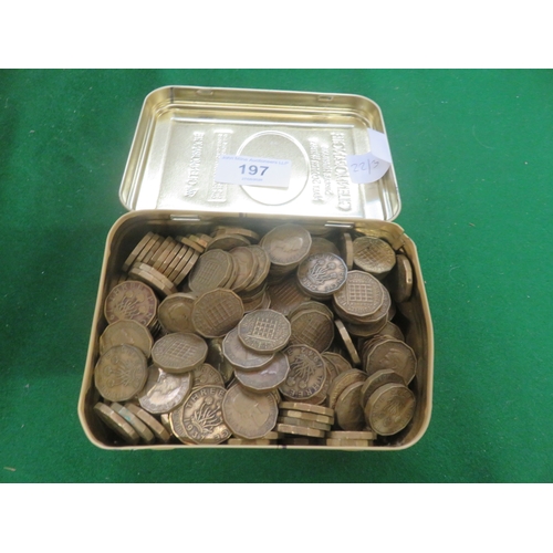 197 - Large quantity of Brass Threepennies