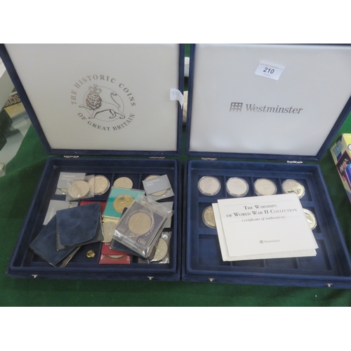 210 - Two Coin Cases containing Eight Warships of WWII Coins A Large Lot of Modern Crowns