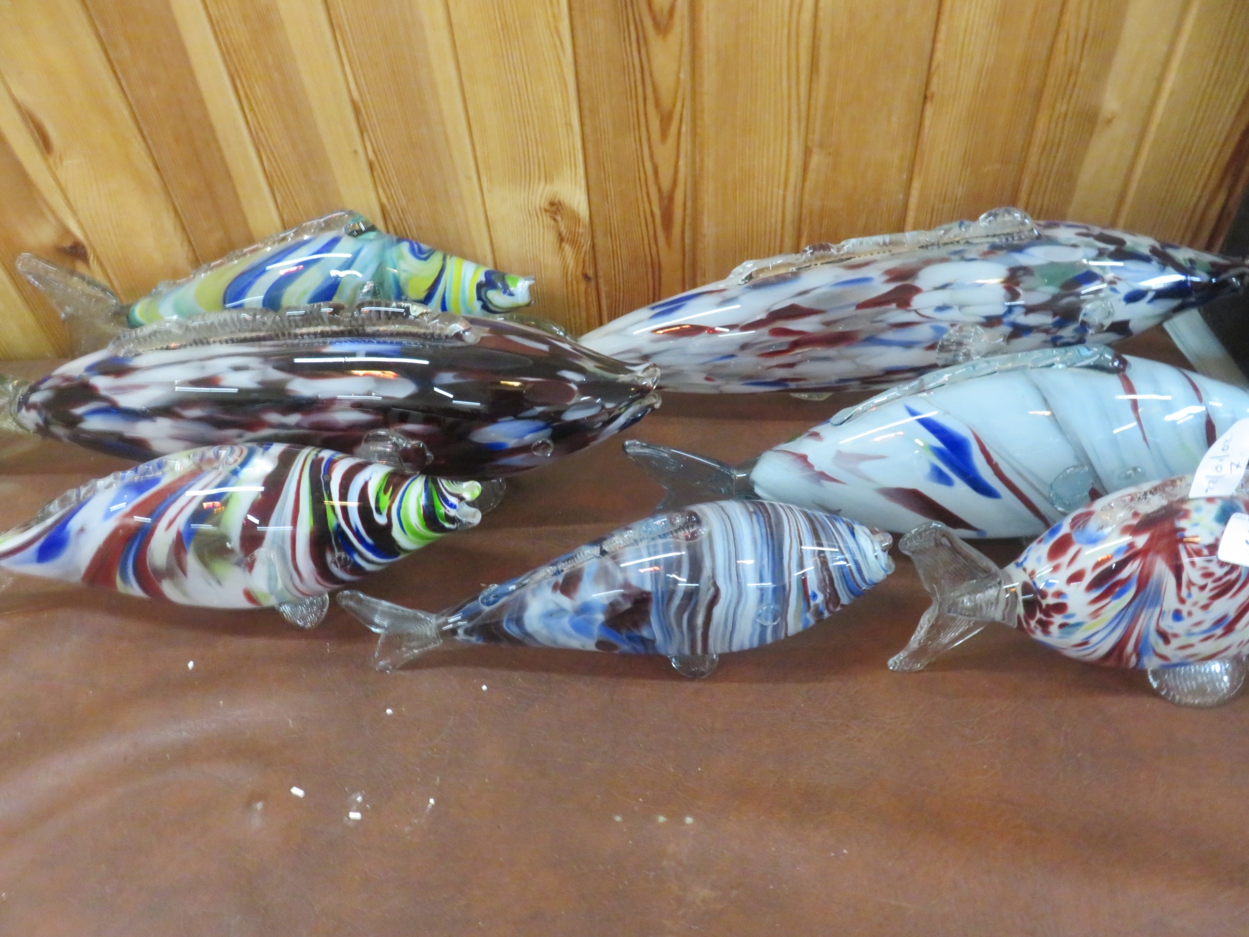 Seven Romanian coloured Glass Fish