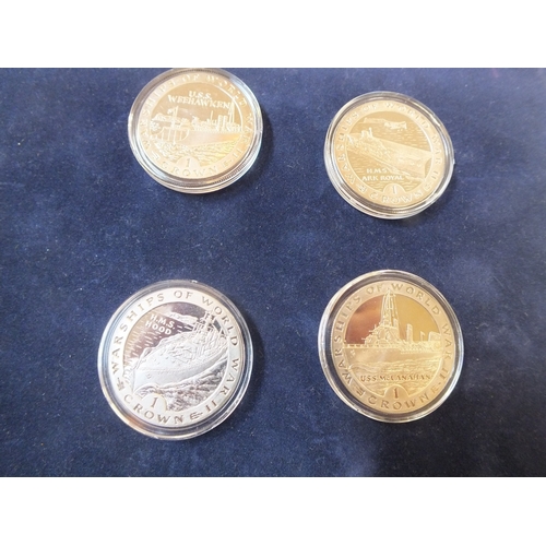 210 - Two Coin Cases containing Eight Warships of WWII Coins A Large Lot of Modern Crowns