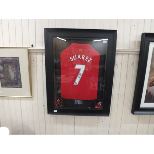 4 - Framed Luis Suarez Liverpool Shirt - Hand Signed