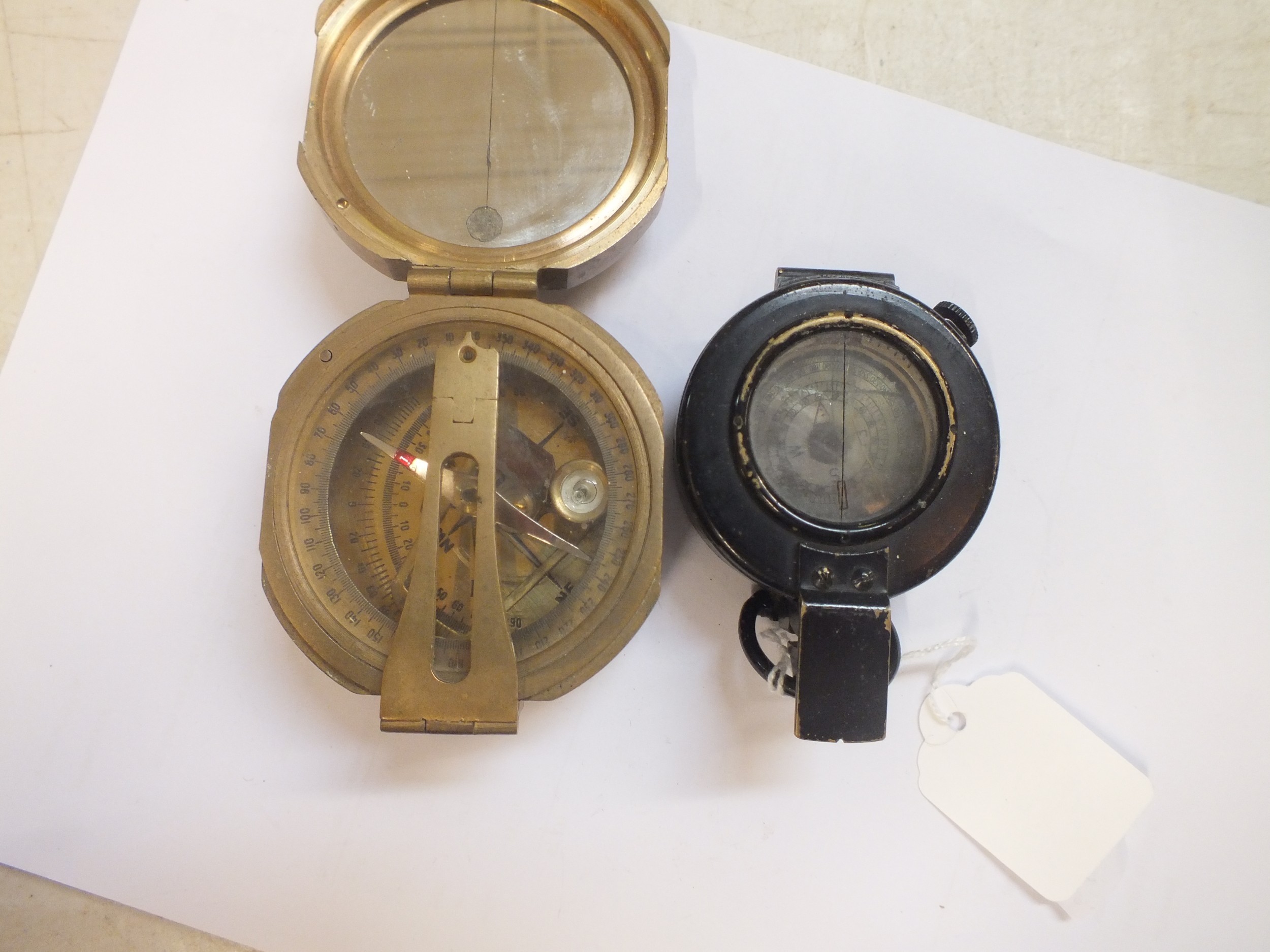 Stanley Brass Compass and a WWII Military Compass