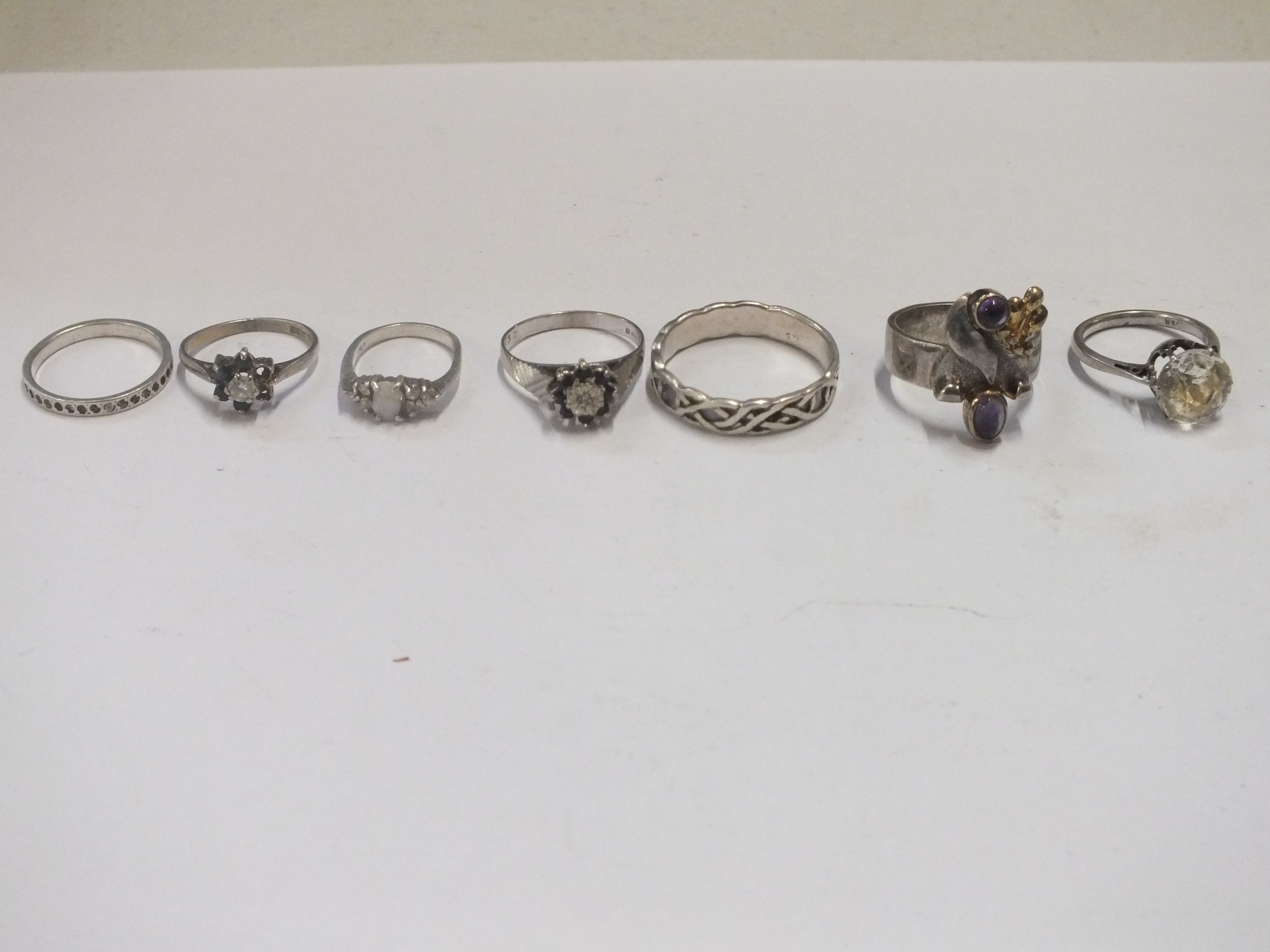 Six Silver Dress Rings