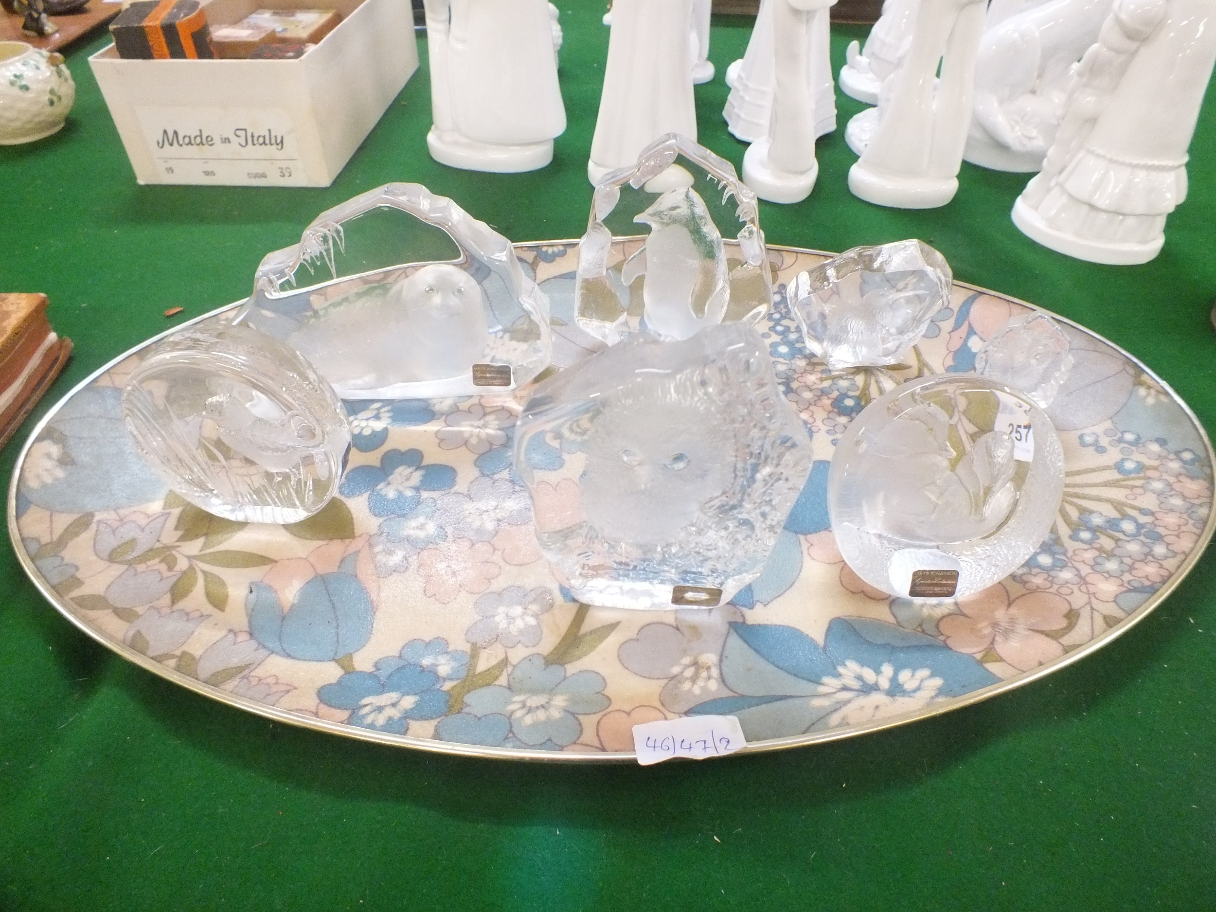 7 Mats Jonasson Glass Animal Figure Desk Weights