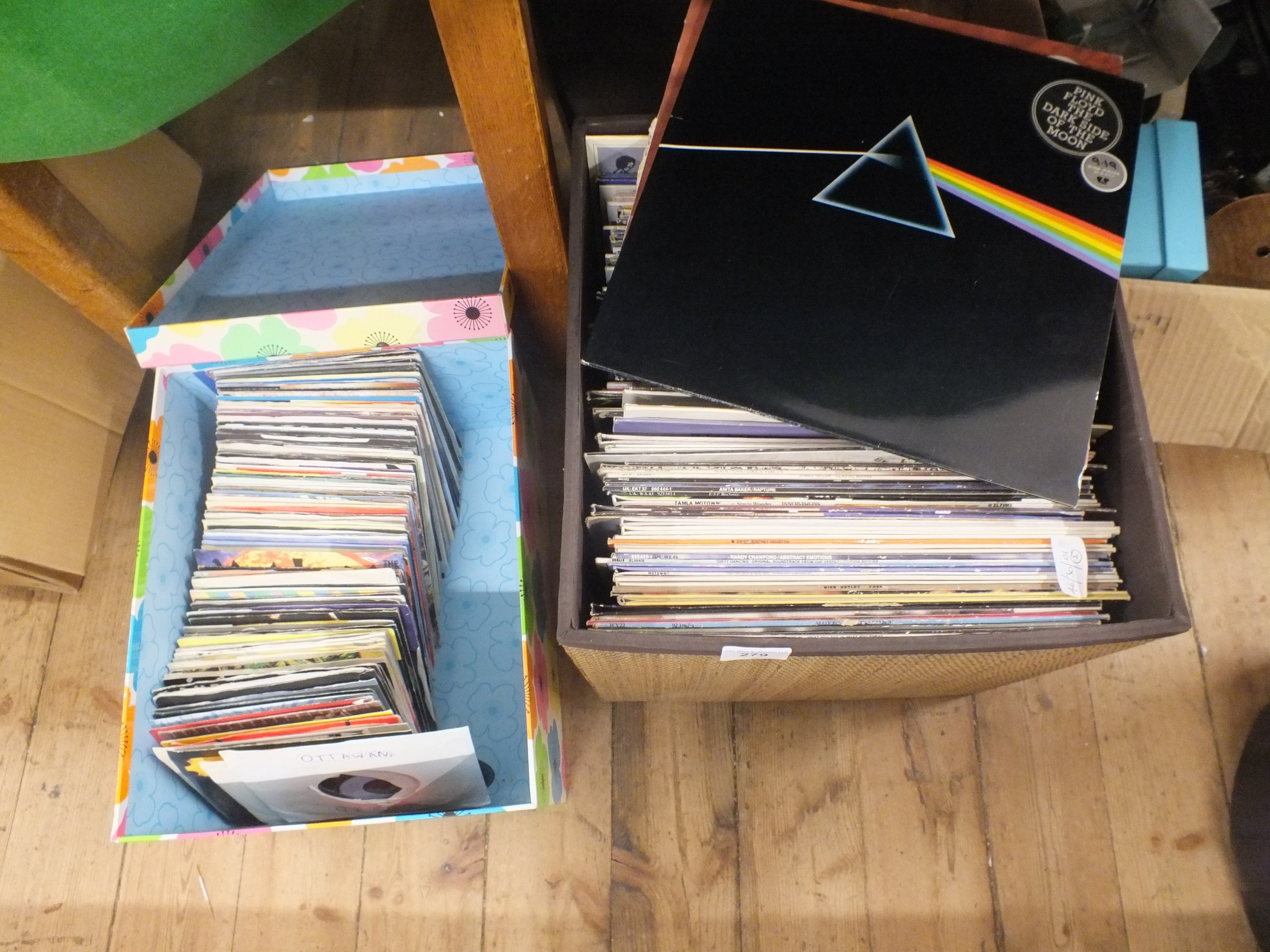 Box of single Records, one box LP Records