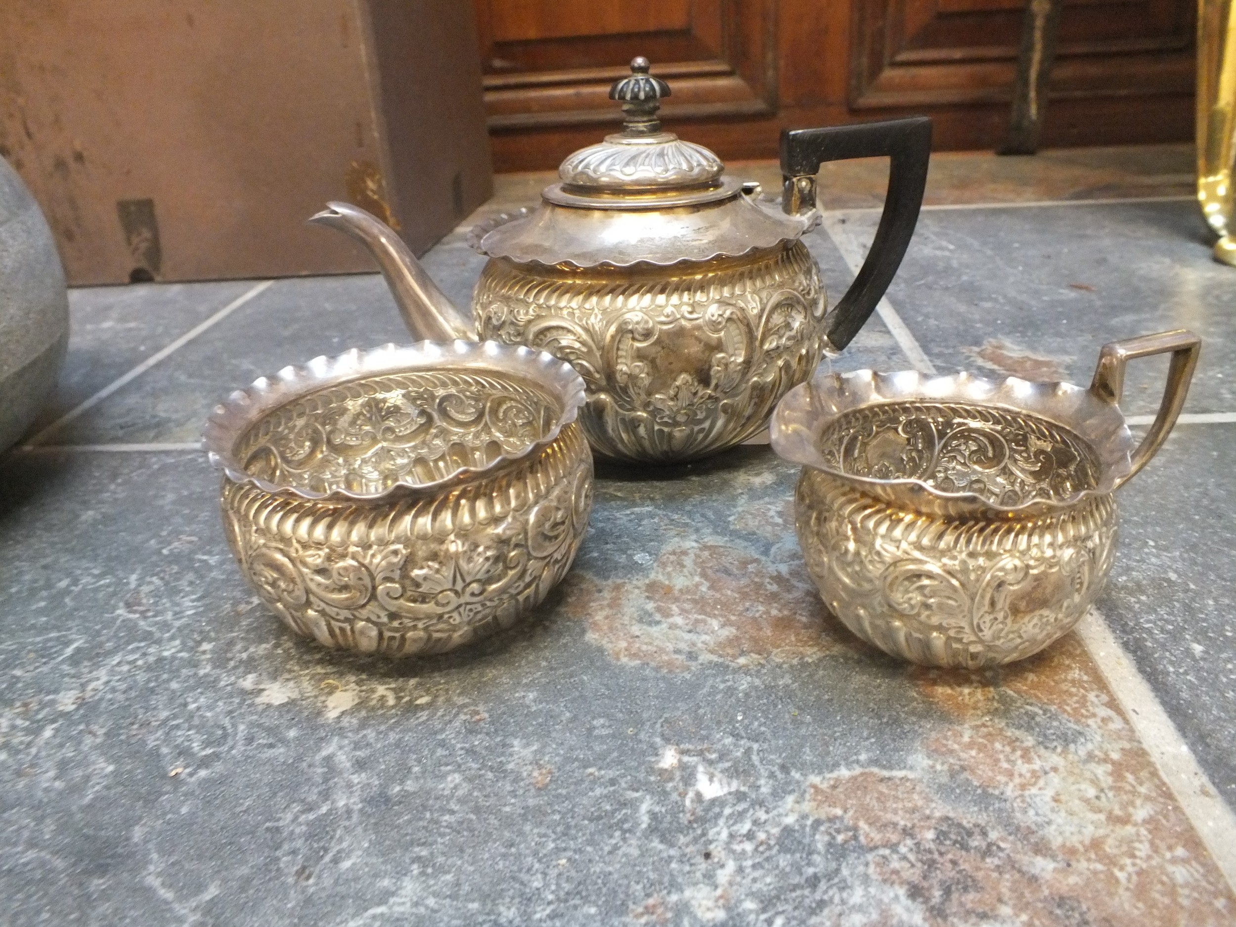 Matched Hallmarked Silver three piece Tea Service, George Jackson ...
