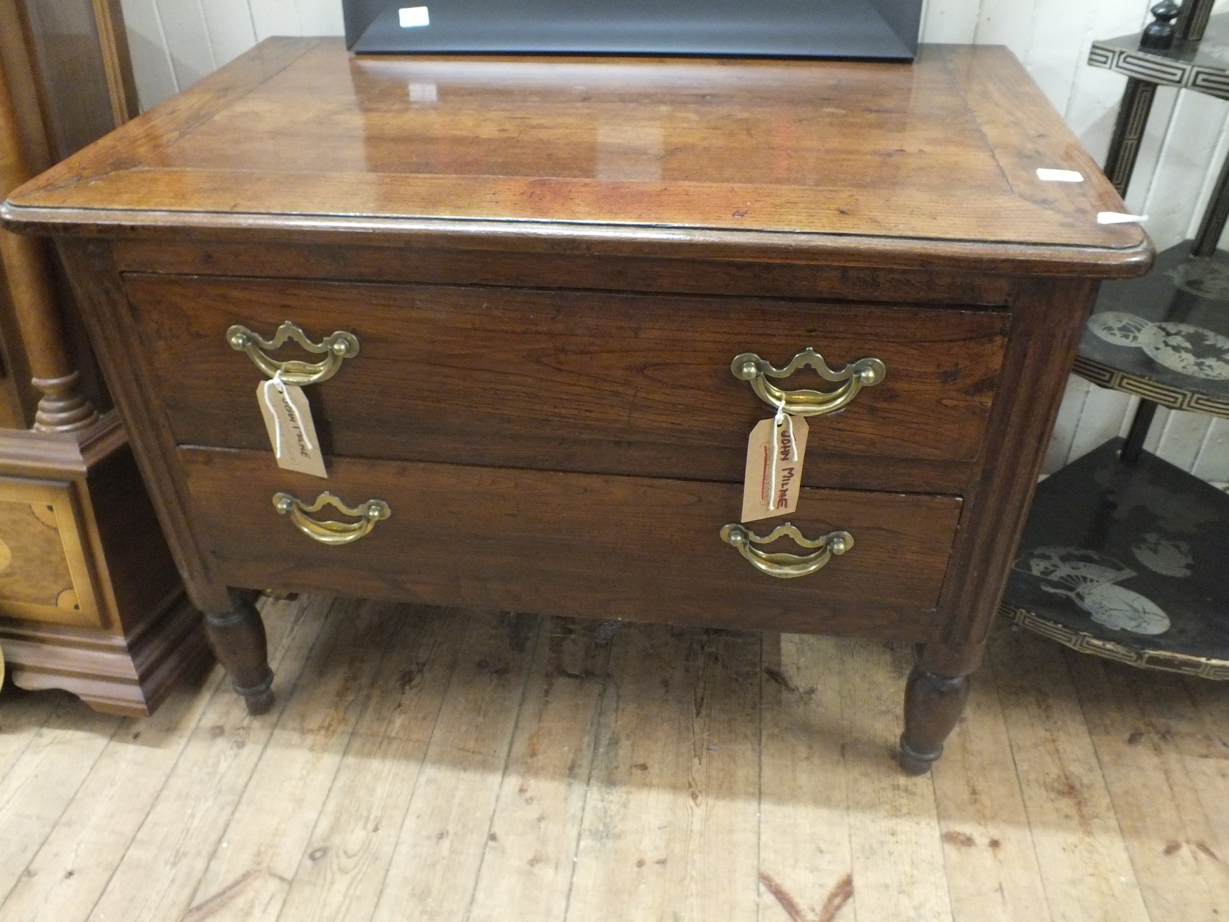 Georgian Oak Low Chest of two drawers