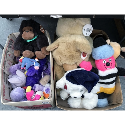 100 - 2 Boxes containing soft toys