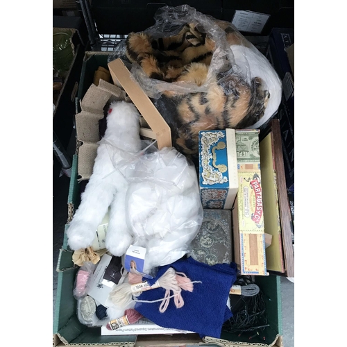 104 - Box containing wool and knitting items etc
