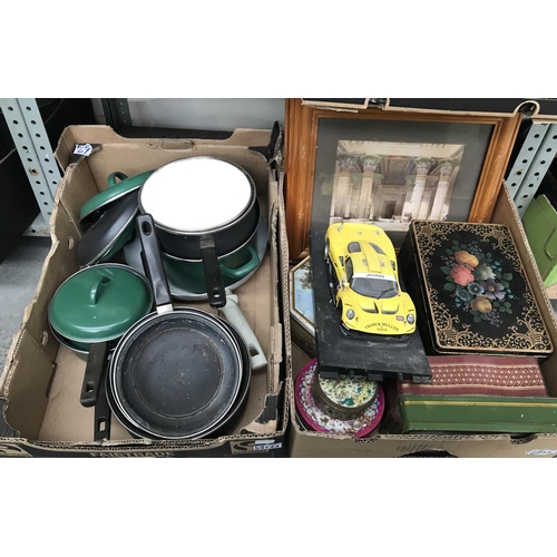 144 - 2 Boxes containing vintage tins etc