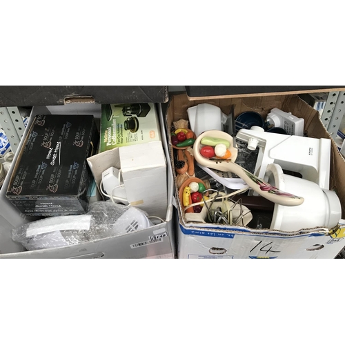 148 - 2 Boxes containing kitchenalia including a Krups mixer