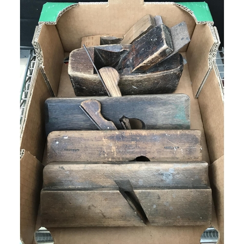 178 - Box containing vintage wooden planes