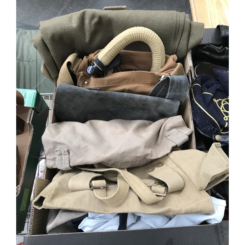 179 - Box containing military canvas bags etc