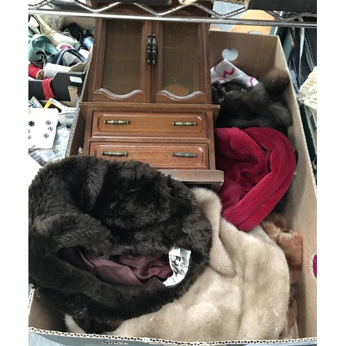 182 - Box containing vintage hats and shoals etc