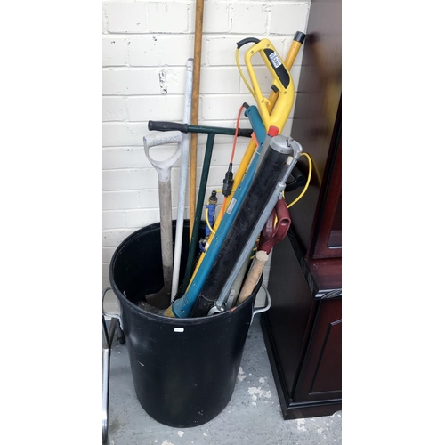 330 - Tub containing garden tools etc