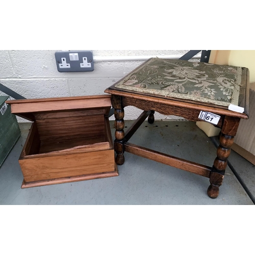 61 - Vintage wooden tea chest and stool