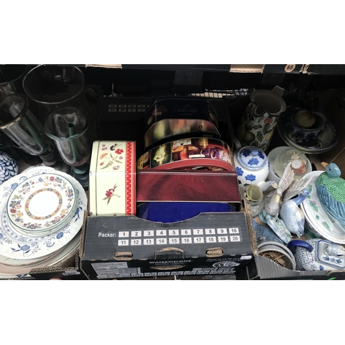 80 - 3 Boxes containing tins and tea pots etc