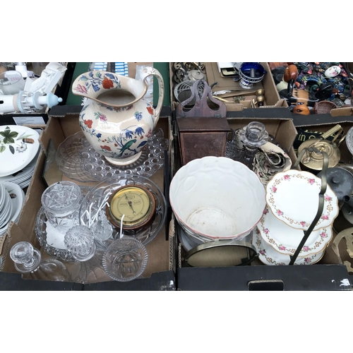 85 - 2 Boxes containing a cake stand and barometer etc