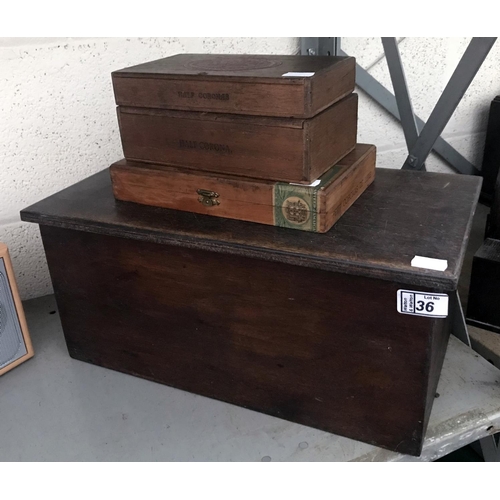 36 - Collection of vintage wooden boxes